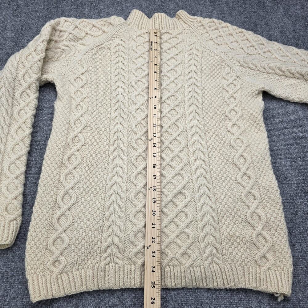 Vintage Aran Fisherman Sweater Womens Medium Cream Cable Knit Hand Knit Wool - Picture 6 of 16